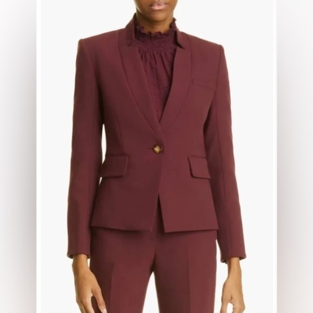 Veronica Beard Farley Stand Collar Blazer in Merlot